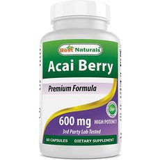 최고의 원주민 Acai Berry 600 mg 60 캡슐, 60정, 1개