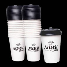 테이크아웃 뚜껑종이컵 20세트 커피컵 일회용 핫컵 정수기컵 93000EA