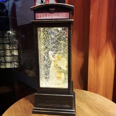 리얼비 눈꽃 오르골 워터볼 멜로디 스노우볼 무드등 스탠드 투명 요정 조명 인테리어, 전화 박스 천사가 정교한