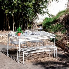 코나 빅 철제 야외용 정원 테라스 카페 야외 테이블, 화이트