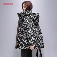 패딩 여중 롱 겨울 체크 모던 프린트 숏 제복 도톰 코트