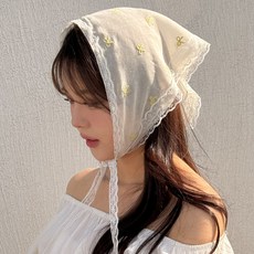 1+1 여성 러블리 레이스 삼각 헤어 두건 겸 스카프 2종세트 상품 이미지