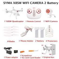 214822 / 새로운 SYMA X8SW RC 드론 FPV 와이파이 HD 카메라 실시간 공유 RC 헬기 쿼드 콥터 원격 제어 항공기, X8SW+2Batteries