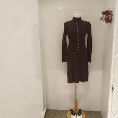 밸리걸 단추 브라운 롱 원피스