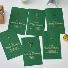 빈티지 메탈 장식 크리스마스 카드 선물 6종 세트 성탄 편지지 성탄절 엽서 미니 diy, R49083A(빈티지 메탈 6장세트