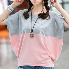 엘레스 여성티셔츠 여성반팔티 가오리 빅사이즈 루즈핏 반팔 티셔츠