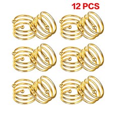 6/12PCS 골드 실버 냅킨 링스 버클 웨딩 크리스마스 생신 냅킨 링은 꽃 잎 Flower Leaf Napkin Rings Serviette Buckle Gold Silver, 12 PCS-스파이럴 골드, 12개