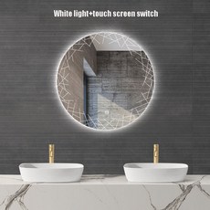Espelho Para Banheiro 패턴 원형 욕실 거울 벽걸이 LED 조명 거울, 50cm 4