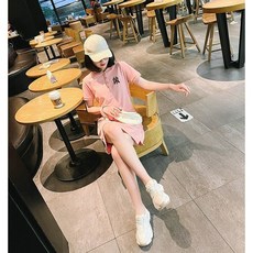 MOSAIRATION 여성 여름 폴로넥 A라인 반팔 원피스 1543