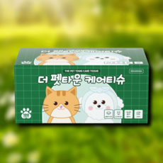 더 펫타운 케어 티슈 100매 1박스 + 1박스 (고양이 강아지 소형동물 등), 펫티슈 2박스, 2개, 100개