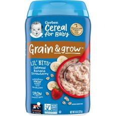 Gerber 거버 Cereal for Baby Grain Grow 8 Months Oatmeal Banana Strawberry oz 227 g, Gerber 거버 Cereal for Baby Grai, 227g, 1개