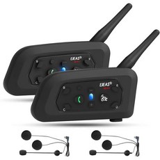 EJEAS V6 Pro 모터사이클 블루투스 헤드셋 자동응답 통화 및 스키와 클라이밍을 위한 소음 감소 기능을 갖춘 라이더 인터콤 5 1 헬멧 통신 시스템 2팩, V6Pro 2PCS, 1개