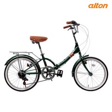 [무료완조립] 알톤 레온 20인치 미니벨로 접이식 자전거 여성용 주니어 바구니 자전거, 레온 다크그린