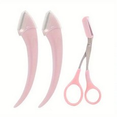 눈썹가위 초승달 눈썹 트리머 세트 스테인레스 스틸 곡선 면도기 빗 포함 가위 2 개 3
