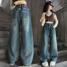 루즈핏 와이드 여아 데님 스트레이트 바지 즈핏 와이드 여아 데님 스트레이트 바지