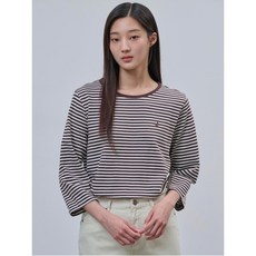 빈폴레이디스 코튼 스트라이프 9부 티셔츠 브라운 (BF3641O01D) 306388