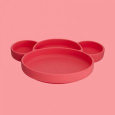아이 아이 실리카겔 식판 스 마일 식판 카툰 빨판 일체 식 아기 부조 식 그릇 눈금 그릇 아기 원숭이 실리카겔 분리 식판 - 수박 빨간색, 상세페이지 참조