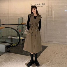 안나리야 여성 루즈핏 롱 트렌치 코트 조끼 베스트 SY