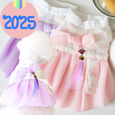 2025 강아지한복 설빔 명절옷 고양이한복 반려동물한복 노리개, 꽃자수노리개한복 핑크, 1세트