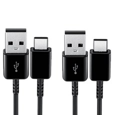 [1+1] 삼성 정품 USB C타입 고속 충전케이블 최대 25W지원 갤럭시 스마트폰 데이터 통신 케이블, 블랙