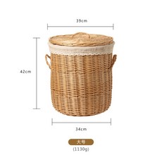 라탄 빨래바구니 빨래통 햄퍼 핸드메이드 세탁바구니, 큰