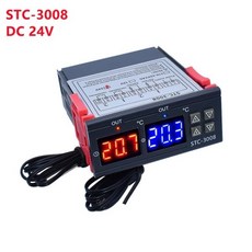 무시동히터 듀얼 디지털 STC3008 온도 조절기 2 릴레이 출력 히터 프로브 12V 24V 220V 홈 냉장고 쿨, [02] DC 24V, 1개
