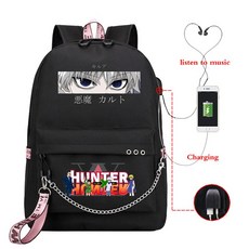 USB 충전용 백팩 소녀들 책가방 사냥꾼 X 헌터 아이즈 킬루아 HxH 모칠라 유아일 하라주쿠 청소년용 백팩스