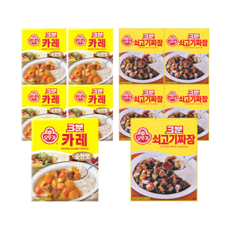 오뚜기 3분카레 순한맛 5개 + 3분쇠고기짜장, 1set