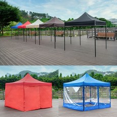 투엠샵 천막완전풀세트!! 런 웨 이 브 캐노피방수천막 A형풀세트 천막지붕+프레임+일반4면바람막이세트 대형천막 천막 캐노피천막 지붕, 1개, A형 2x2프레임(지붕+프레임+일반4면) 레드