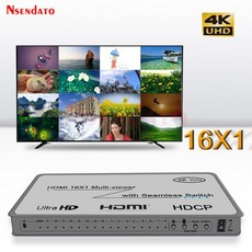 HDMI 멀티 뷰어 1080P 16X1 hdmi 분배기 16 In 1 Out Seamless Switch multiviewer 16 PC TV 모니터 용 디스플레이 화면 분배기, 02 4K 30Hz Version_03 UK Plug