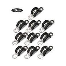 YUEPIN U-Tube Clamp 304 Stainless Steel Hose Pipe Cable Strap Clips With Rubber Cushioned (58(16mm), One Color_12(12mm)-10pcs