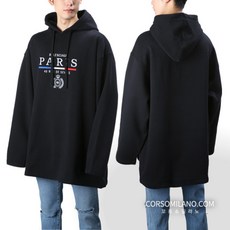 [발렌시아가] 남성 파리 플래그 오버핏 블랙 후드티