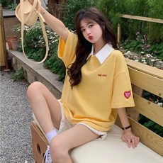 나혼자산다 538회 박나래 화이트카라블루반팔티셔츠 루즈핏캐주얼