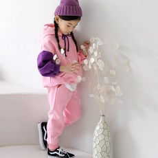 해피아이 소매배색 기모 후드 상하복 아동복 일체형 세트