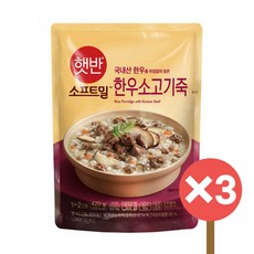 CJ 햇반소프트밀 한우소고기죽, 420g, 3개 - 한우소고기죽