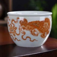 빈티지 도자기 티컵 청색과 흰색 Jingdezhen 세라믹 술 컵 80ml 150ml, 1개