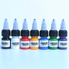 타투잉크 헤나 문신 세트 영구 메이크업 기계용 전문 눈썹 입술 천연 미세 색소 10ml, [01] 7color set, 1개