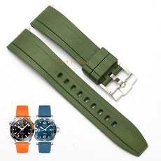 FKM 고무 퀵 릴리스 핀 시계 밴드 론진 시계 스트랩 불소 고무 다이빙 팔찌 다이버 시계 19mm 20mm 21mm 22mm