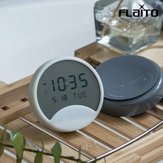 플라이토 국산 하프문 디지털 욕실 흡착 방수시계 주방 화장실 벽걸이 탁상용 무소음 시계, 02_화이트