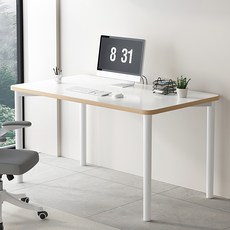 투에스리빙 다용도 데스크 컴퓨터 책상 화이트+자작엣지 상품 이미지