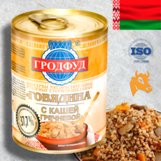 GrodFood Говядина с гречкой, консервы, 340 г