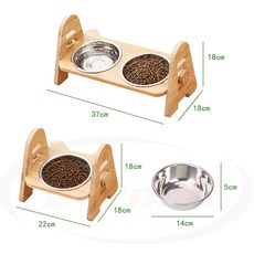바르니디 강아지 고양이 밥그릇 수반 높이조절 원목식탁 밥그릇EF526, 1개, 세라믹