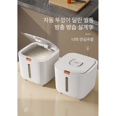 가정용 쌀통 플라스틱 방습 쌀통 펌핑식 쌀통 수납통 쌀통 식품급 밀폐 쌀통 박스, 1개, 흰색