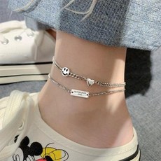 은발찌 남자 여자 실버 순은 쁘띠 s925 하트 스마일 발찌 여한글 레드 심플 무드 엣지 액세서리