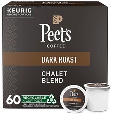 Peet s Coffee 다크 로스트 큐리그 K-컵 포드 - 샬레 블렌드 60개 K컵 1박스, 홀리데이 블렌드, 60 Count (Pack of 1), 6개