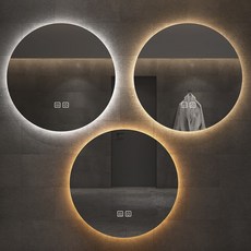 원형 스마트 욕실 거울 led 빛 터치 스크린 미러 화장대 센서 등 조명 인테리어 소품, 50cm, A형+더블터치-삼색조명-김서림방지