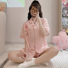 (당일발송) 3탄 잔망루피 3부 잔체크 순면 잠옷세트