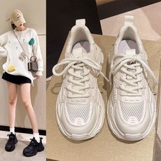 퓨어몰링 2024 여름 키높이 통굽 운동화 여성 경량 스니커즈 화이트 1개