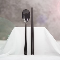 라온누리 에르고 수저 세트, 블랙, 숟가락 2p + 젓가락 2p, 1개 블랙, 숟가락 2p + 젓가락 2p