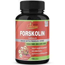 USKORNET Coleus Forskohlii 천연유기농 포스코린 추출물 5000mg 심황 아르주나 가르시니아 캄보지아 녹차 최대 강도 인도 영양 다이어트 에너지 보충제 부스터, 포스코린150정, 1개, 150정